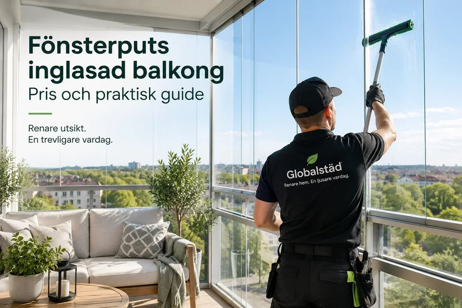 Fönsterputs av inglasad balkong utförd av Globalstäd